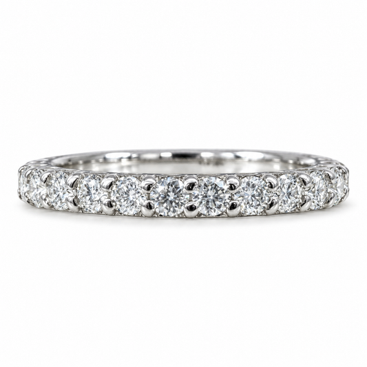 Half Eternity Moissanite wedding Band White Gold Stacking Moissanite Band Thin Dainty Wedding Band Simple Moissanite Band Gift For Her  7412