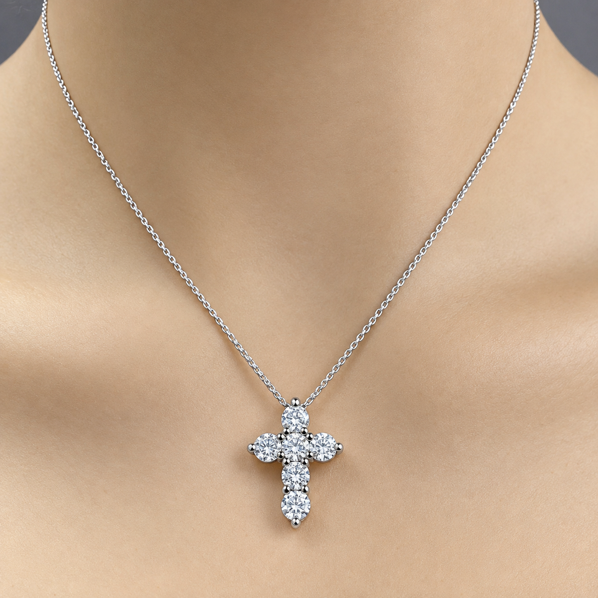 Cross Necklace, Small Cross Pendant Necklace, Gold Cross, Dainty Crucifix Pendant Necklace, Minimalist Cross Pendant, Moissanite Cross