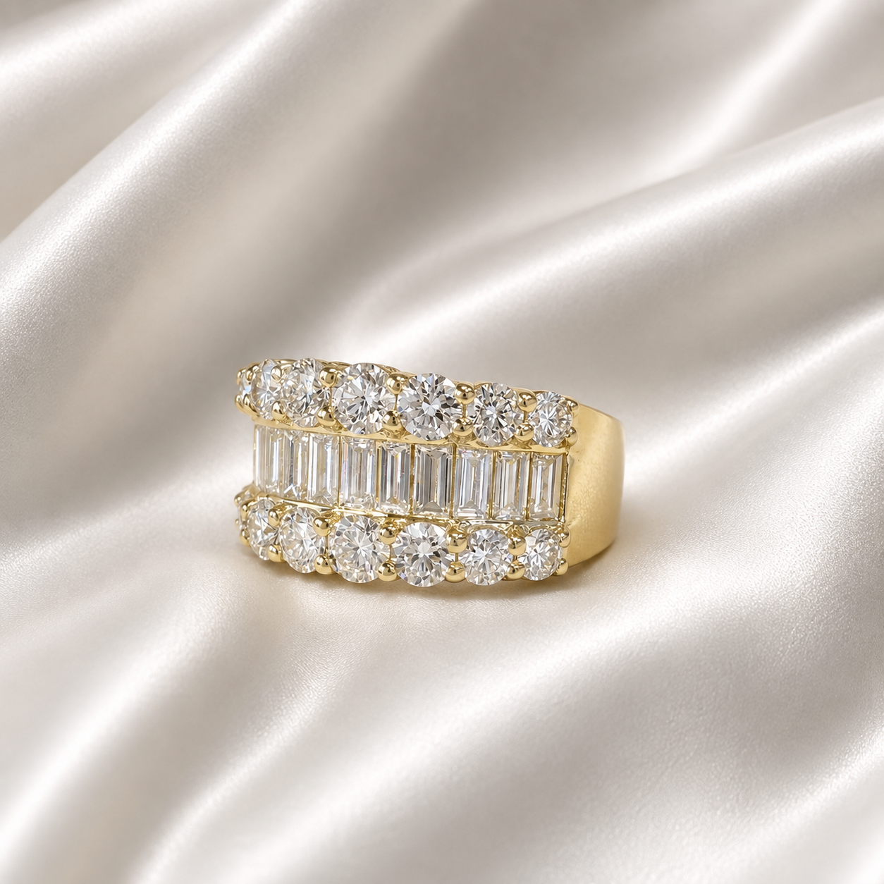 Lab Diamond Wedding Band Baguette With Round Cut Lab Diamond Anniversary Band #8804