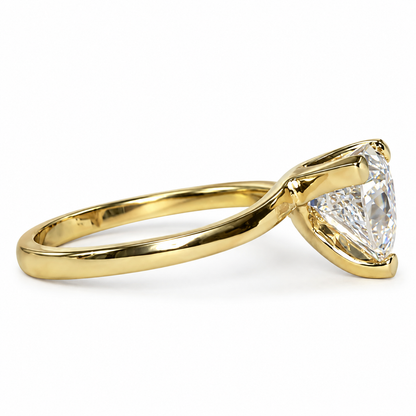 Moissanite Solitaire Trillion Cut Engagement Ring, #5441 14k Solid Gold Triangle Shape Moissanite, Moissanite Bridal Promise Ring For Women