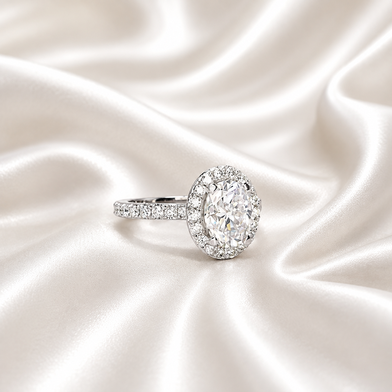 1.10 Carat Oval VS2/E Diamond Solitaire Engagement Ring, Lab Diamond Halo Engagement Ring, Lab Created Diamond Ring, 14k Yellow Gold