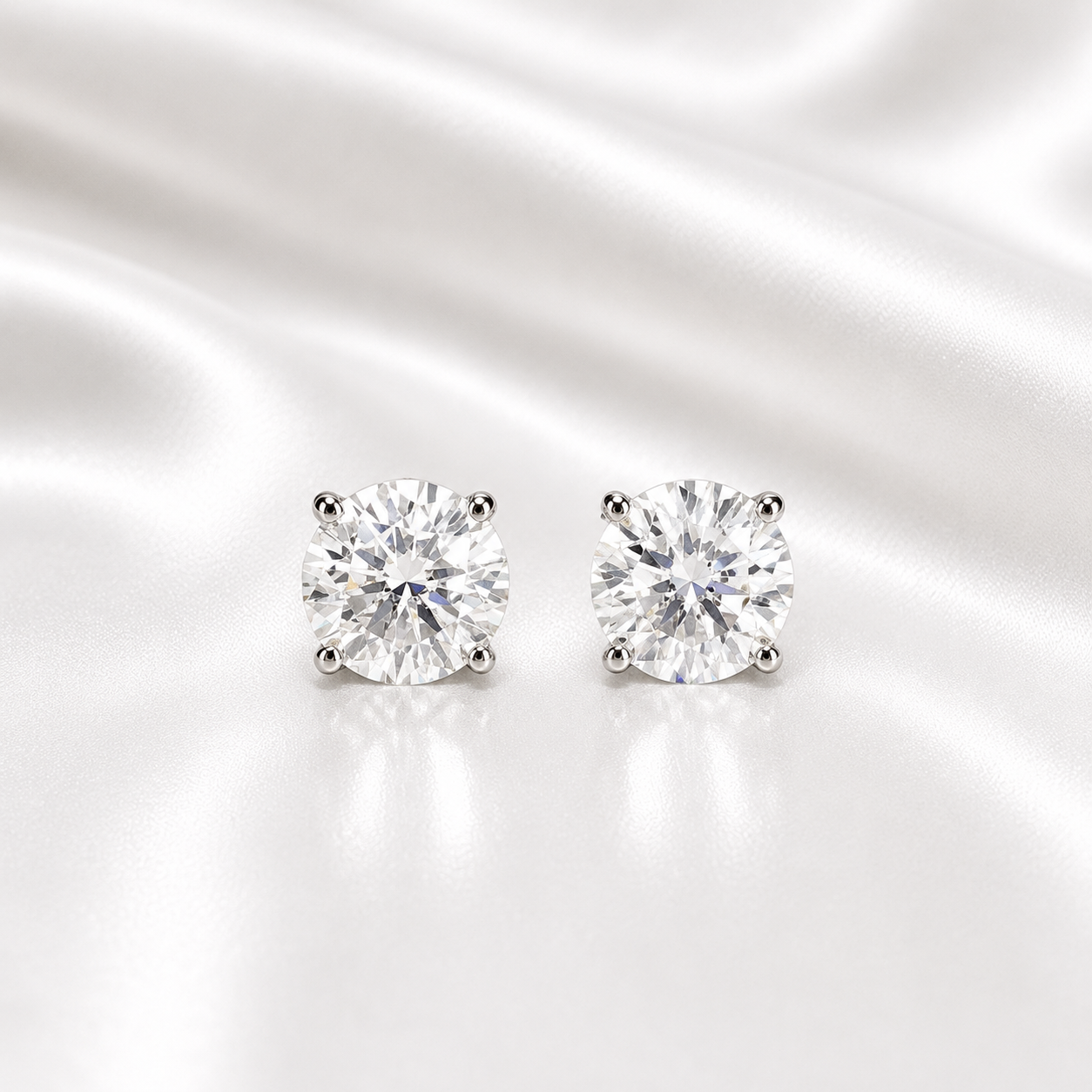 Martini Style Moissanite Stud Earrings , 1.60 ctw. To 3.80 ctw. 14K Gold , Unisex Moissanite Stud Earrings , Simple Stud Earrings #8826