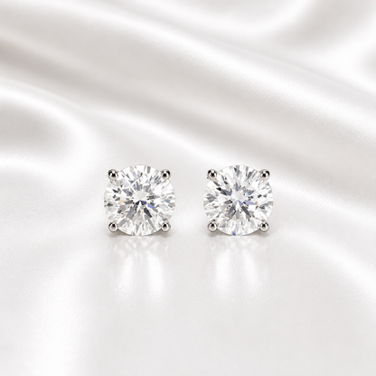 Martini Style Moissanite Stud Earrings , 1.60 ctw. To 3.80 ctw. 14K Gold , Unisex Moissanite Stud Earrings , Simple Stud Earrings #8826