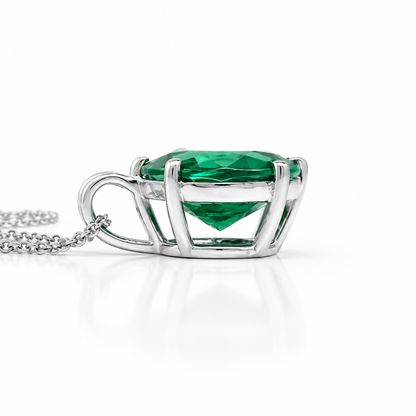 Personalized Engraved Necklace Birthstone Mothers Necklace Personalized 14K White Gold Gemstone Personalized Delicate Emerald Necklace #7331