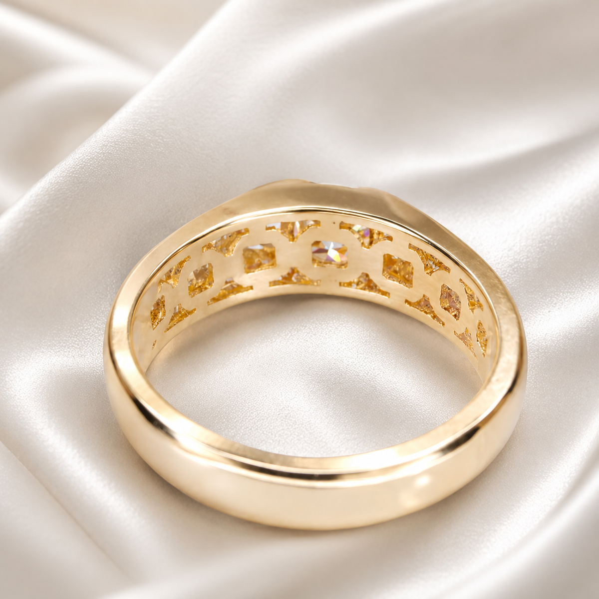 Lab grown diamond mens ring 14k solid gold, half bezel mens diamond ring, Fathers day gift, mens pinky ring, real diamond ring mans