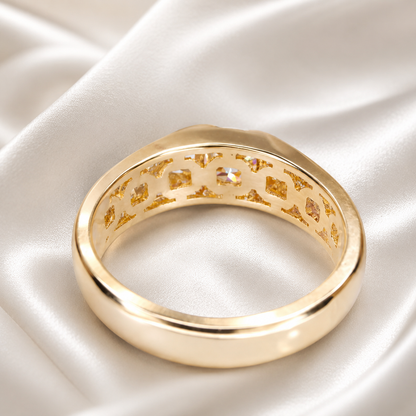 Lab grown diamond mens ring 14k solid gold, half bezel mens diamond ring, Fathers day gift, mens pinky ring, real diamond ring mans