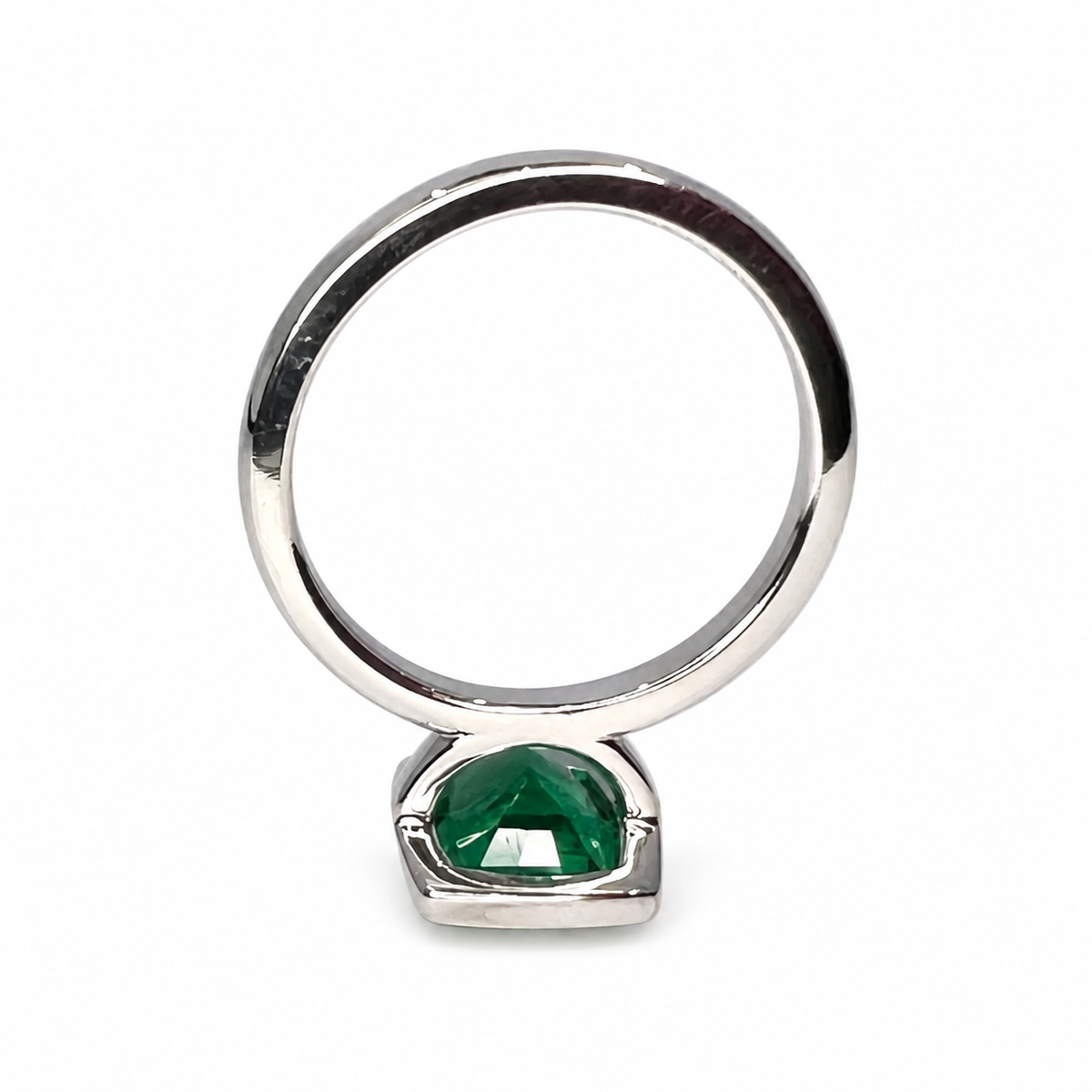 Emerald elongated cushion cut engagement ring, bezel set emerald ring, 2.50ctw, 14k yellow gold #5956