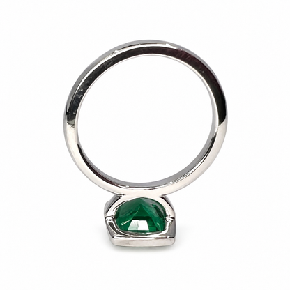 Emerald elongated cushion cut engagement ring, bezel set emerald ring, 2.50ctw, 14k yellow gold #5956