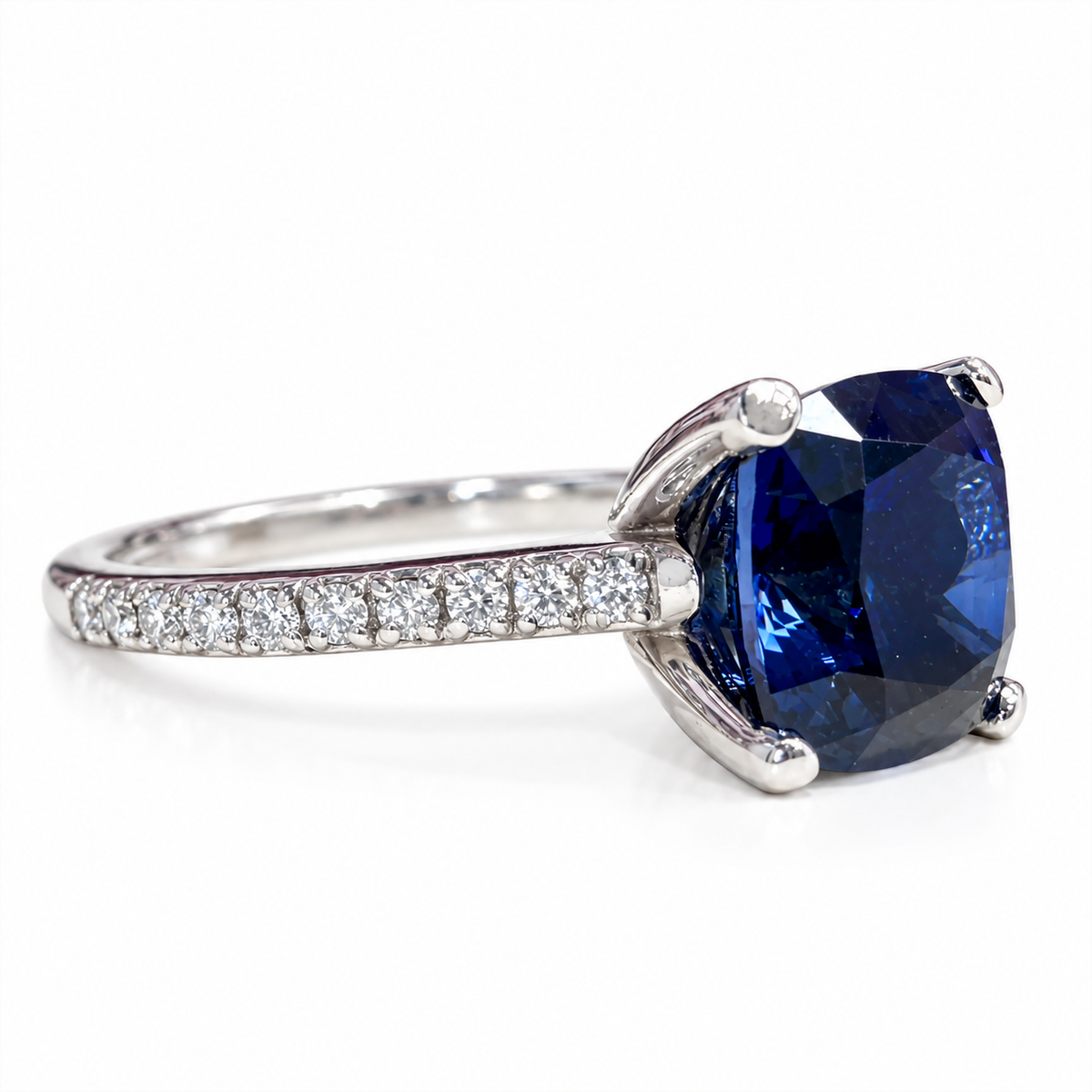 Blue Sapphire Ring 14k solid gold, Cushion Cut Blue sapphire Engagement Ring, September Birthstone Jewelry, Something Blue Bridal Ring