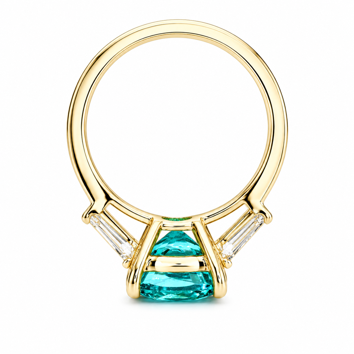 Blue Paraiba Tourmaline Cushion Moissanite Baguettes Engagement Ring  Three Stone Paraiba Tourmaline Anniversary Promise Wedding Ring