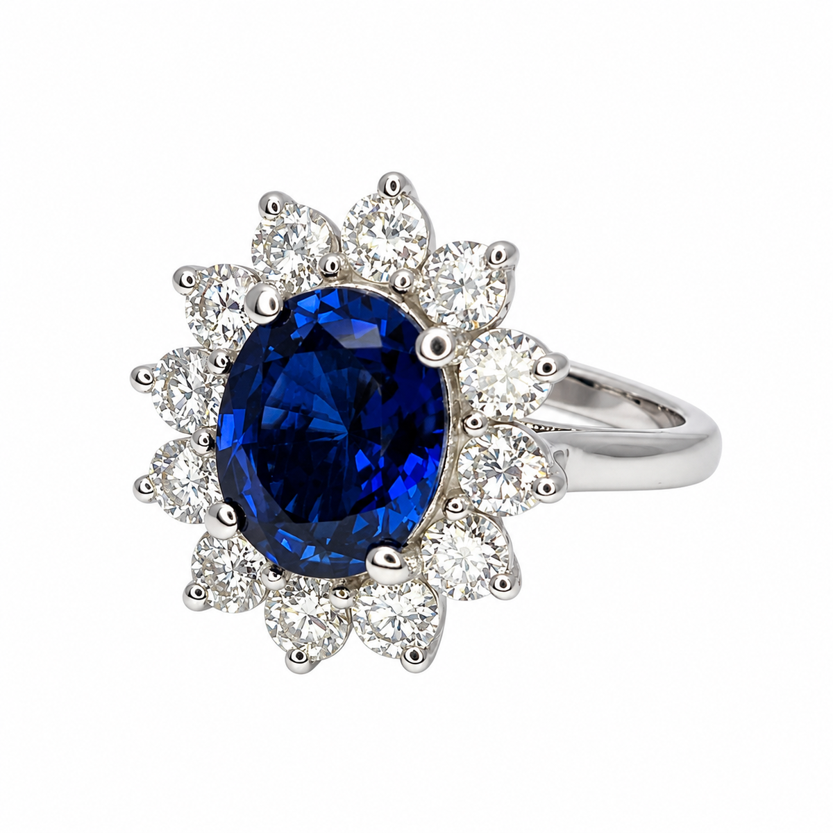 Oval cut blue sapphire engagement ring in 14k white/yellow gold, Unique Vintage oval cut blue sapphire Wedding Anniversary Promise Ring#6464