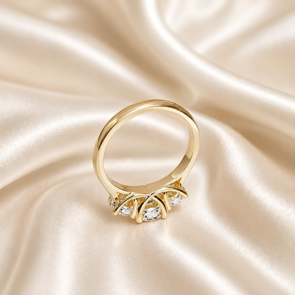 2.50 CTW Lab Grown Diamond Engagement Ring 14K Solid Gold, Three Stone Lab Created Diamond Wedding Ring, Simple Diamond Bridal Ring