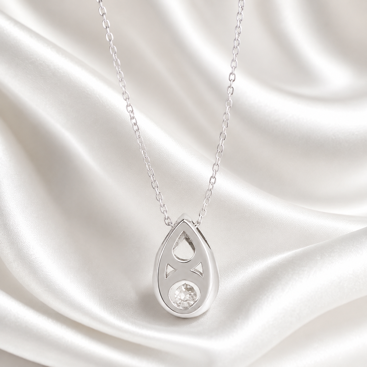 1.00 CTW Lab Grown Diamond Pear Shape Bezel Set Pendant Necklace 14K Solid Gold Dainty Layering Necklace #8829