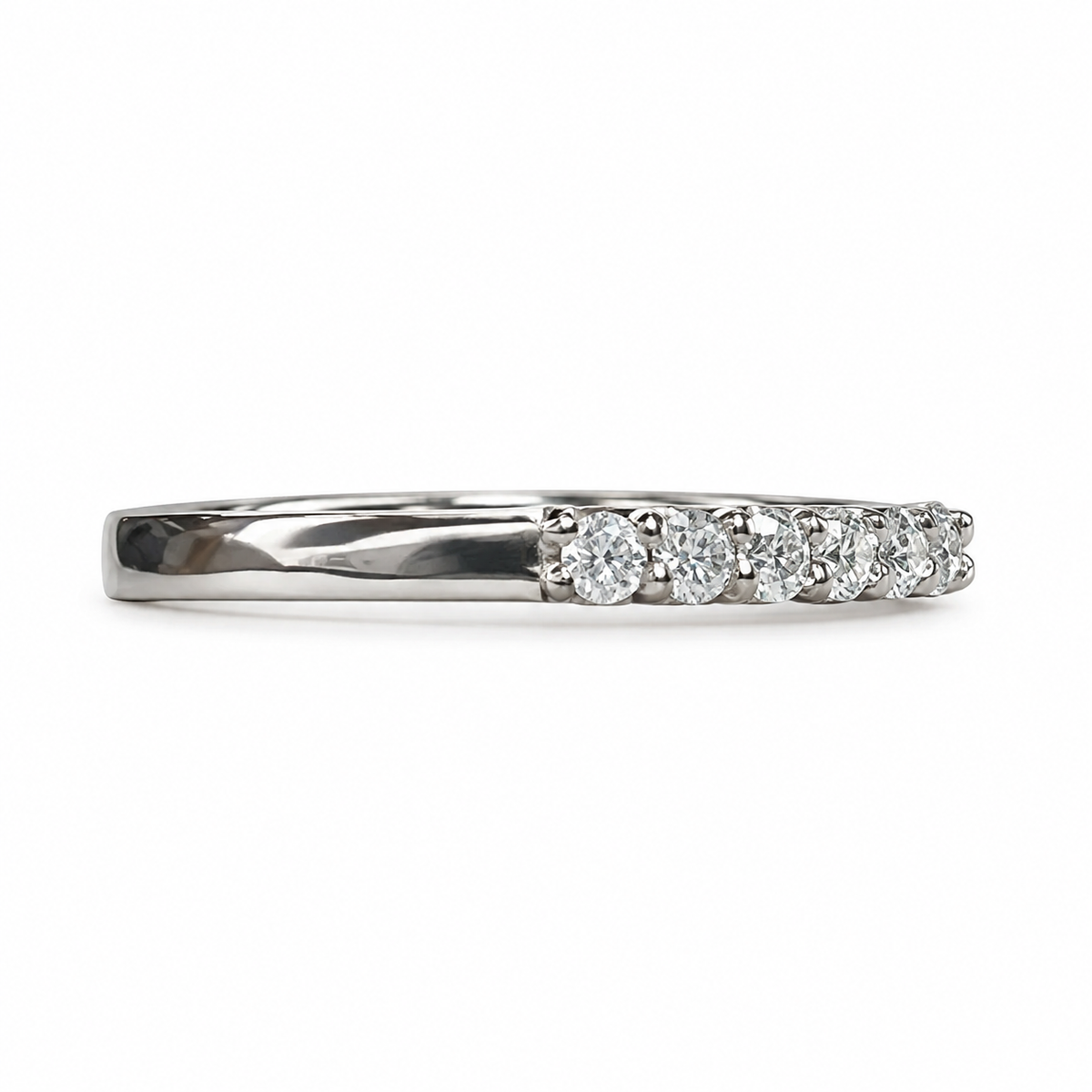 Moissanite Wedding Band 14K White Band Stacking Moissanite Band Thin Diamond Wedding Band For Ladies Dainty Stacking Bands Moissanite  #7279