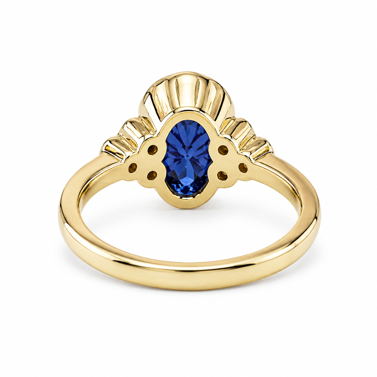 Oval  blue sapphire with round diamond accents engagement ring, 2.20ctw, 14k white gold #6069