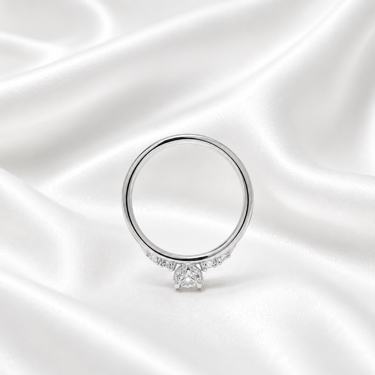 0.25CT Center Lab Grown Diamond Engagement Ring 14K Solid Gold, Five Stone Lab Created Diamond Wedding Ring Simple Diamond Bridal Ring #8849