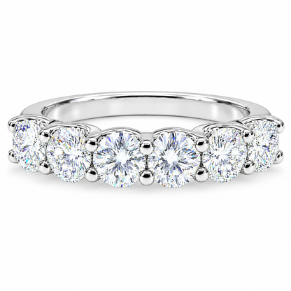 Moissanite wedding band / round  stone  anniversary band /  criss cross setting in 14k gold 6555