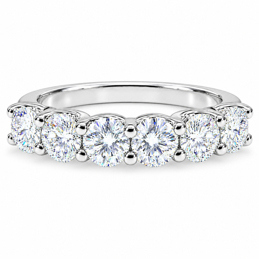 Moissanite wedding band / round  stone  anniversary band /  criss cross setting in 14k gold 6555