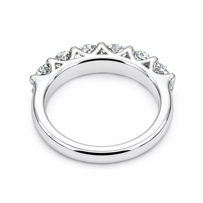 Moissanite wedding band / round  stone  anniversary band /  criss cross setting in 14k gold 6555