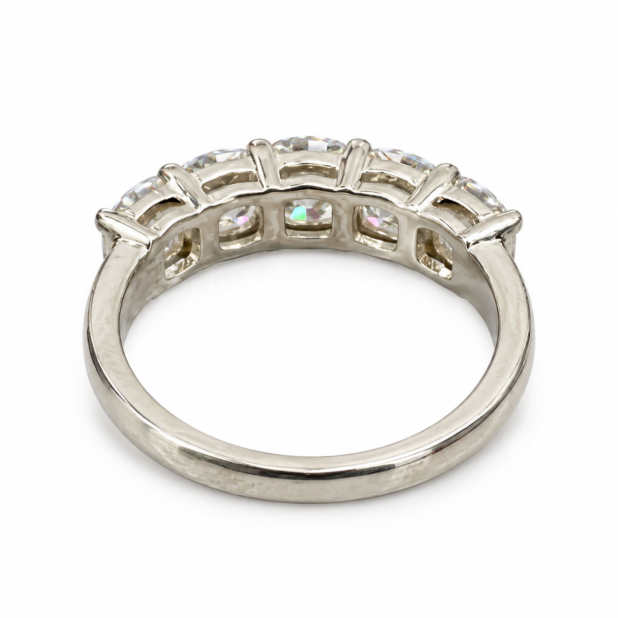 Cushion Cut 5 Stone Moissanite Wedding Band White Gold Moissanite Stacking Anniversary Band for Women Unique Promised Bridal Bands   #7430