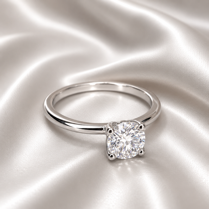 1 Carat Round Brilliant 4 Prong Setting Lab Grown Diamond Engagement Ring in 10k/14k Gold, Round Solitaire Diamond Ring IGI Certified #8844