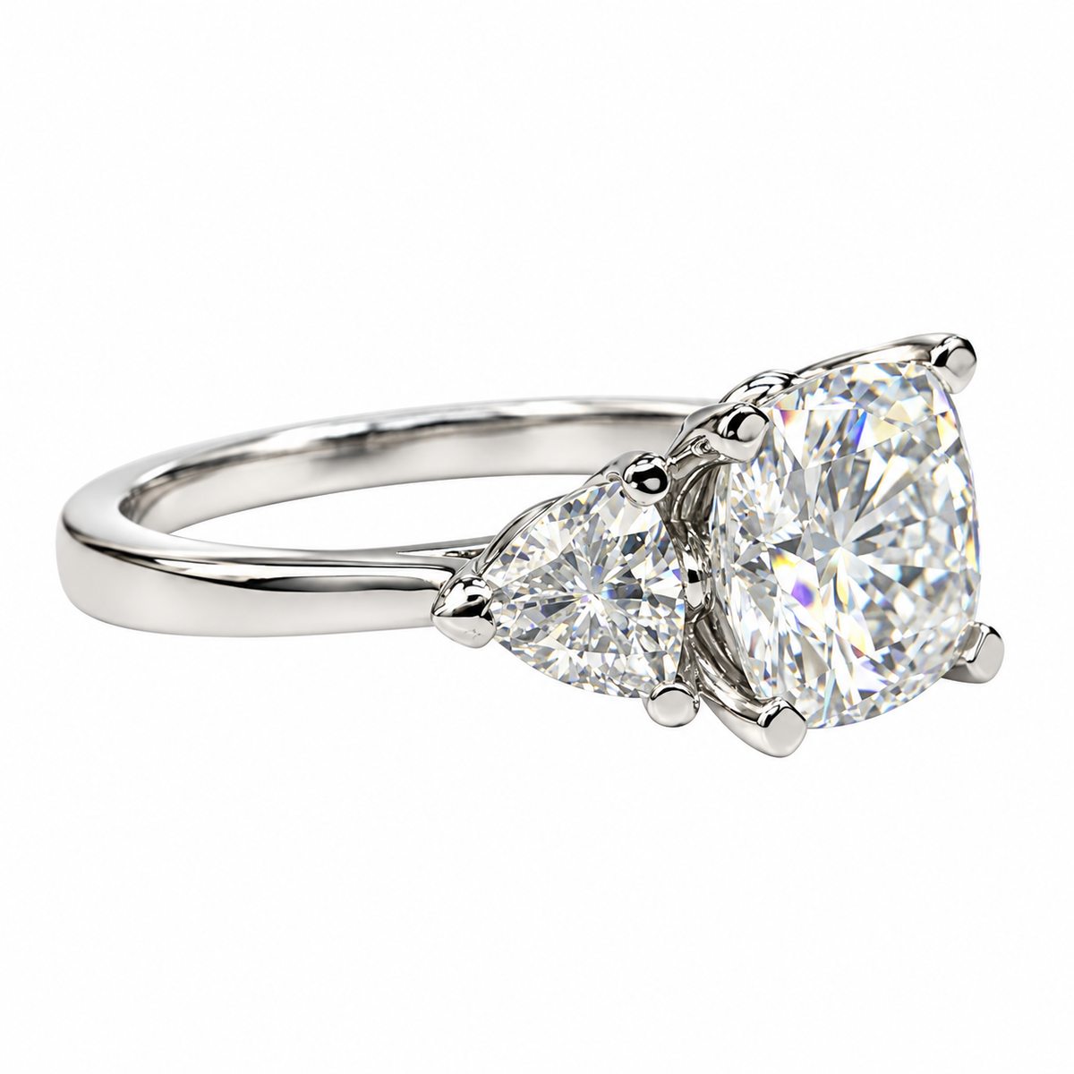 Moissanite Engagement ring White Gold Three Stone Cushion Cut Moissanite Engagement Ring For Women Unique Wedding Promise Anniversary #5237