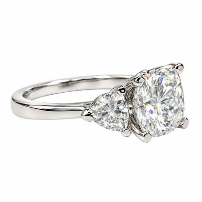 Moissanite Engagement ring White Gold Three Stone Cushion Cut Moissanite Engagement Ring For Women Unique Wedding Promise Anniversary #5237