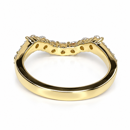 Diamond wedding band 14k solid gold, curved matching wedding band for women, unique Bridal Stacking promise gift delicate wedding band #8000