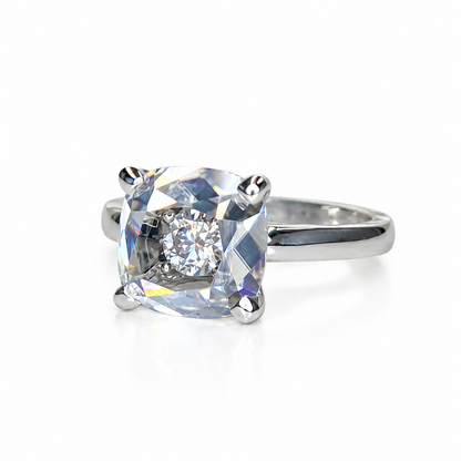 Cushion Cut Moissanite Engagement Rings 14k Solid Gold For Women, Portrait Moissanite Engagement  Rings Unique Moissanite Mothers Ring 7260