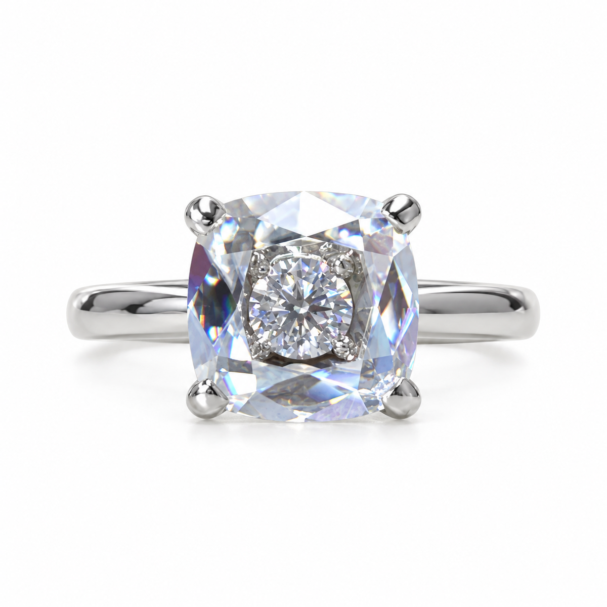 Cushion Cut Moissanite Engagement Rings 14k Solid Gold For Women, Portrait Moissanite Engagement  Rings Unique Moissanite Mothers Ring 7260