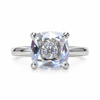 Cushion Cut Moissanite Engagement Rings 14k Solid Gold For Women, Portrait Moissanite Engagement  Rings Unique Moissanite Mothers Ring 7260