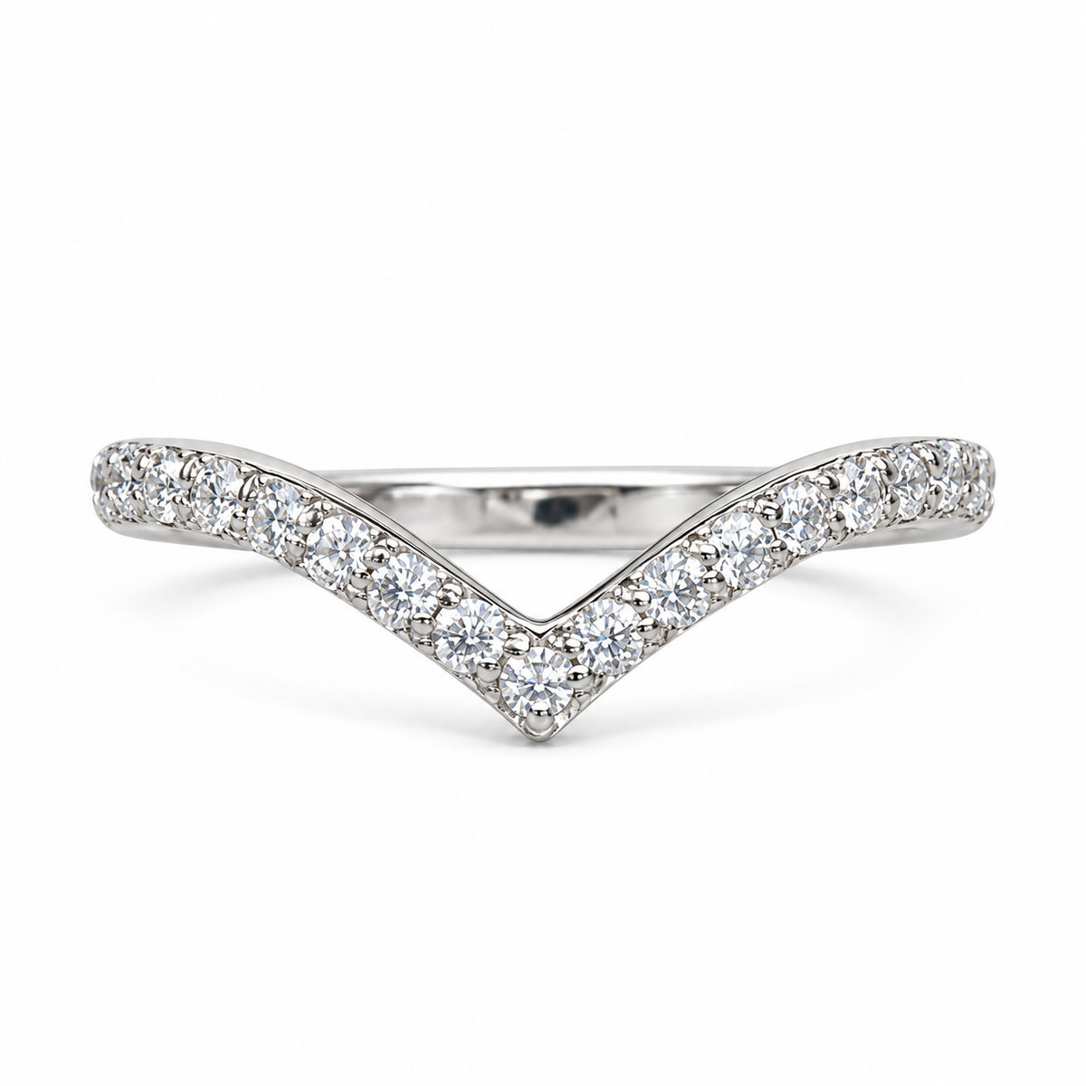 Moissanite V Shaped Band Stacking Promise Ring, Forever One Chevron Diamond Ring, V Shaped Stackable Diamond Rings Stacking Midi Ring #6225