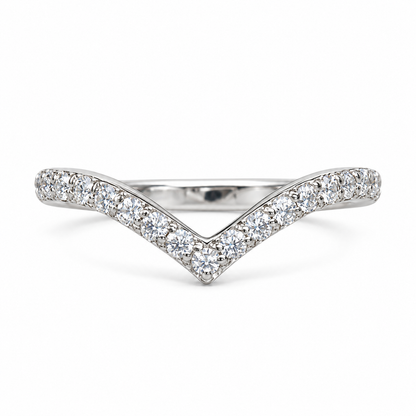 Moissanite V Shaped Band Stacking Promise Ring, Forever One Chevron Diamond Ring, V Shaped Stackable Diamond Rings Stacking Midi Ring #6225