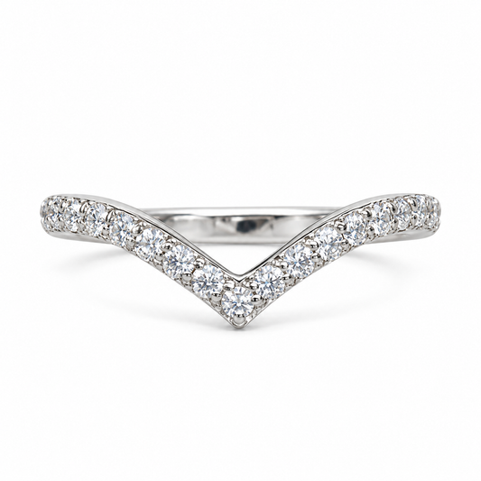 Moissanite V Shaped Band Stacking Promise Ring, Forever One Chevron Diamond Ring, V Shaped Stackable Diamond Rings Stacking Midi Ring #6225