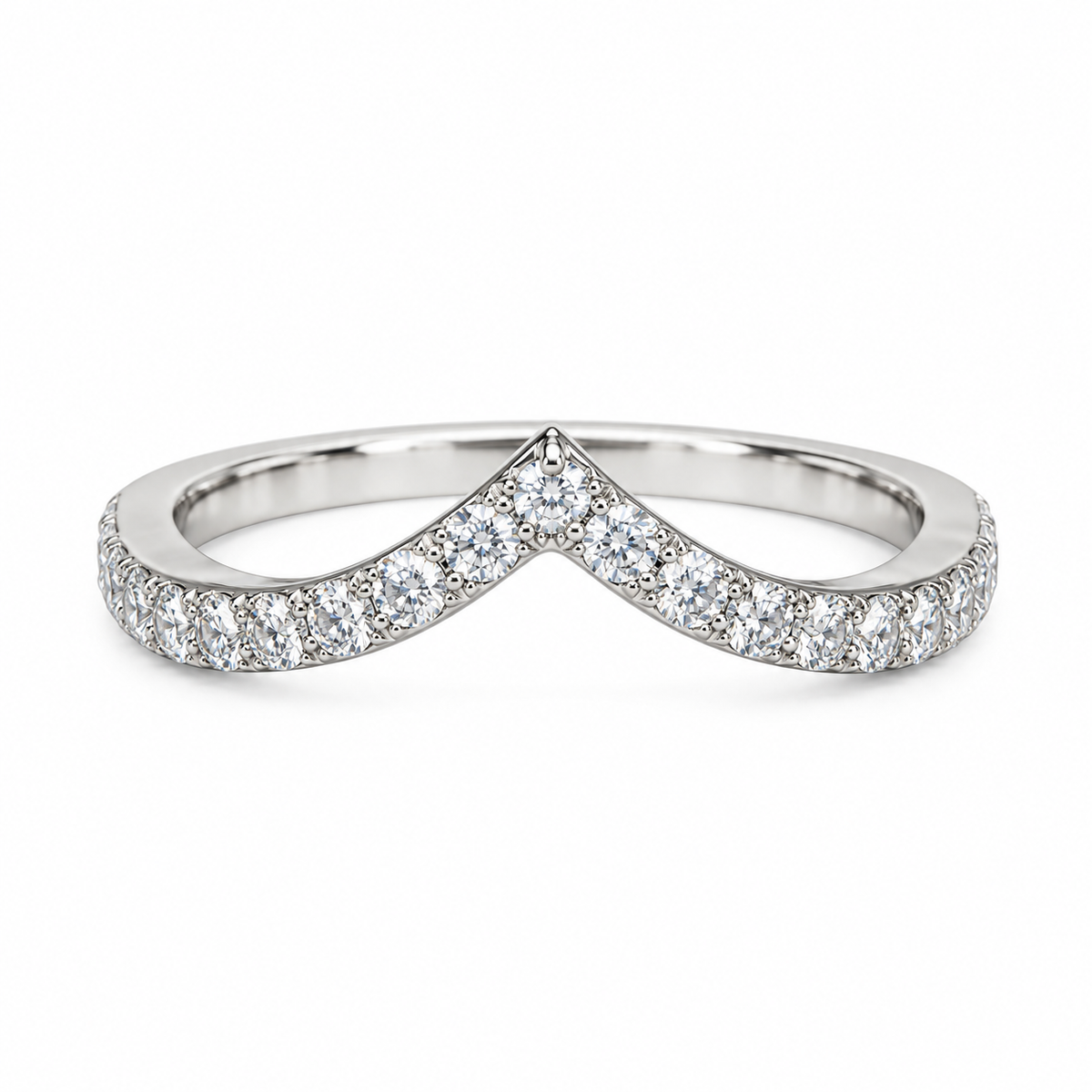 Moissanite V Shaped Band Stacking Promise Ring, Forever One Chevron Diamond Ring, V Shaped Stackable Diamond Rings Stacking Midi Ring #6225