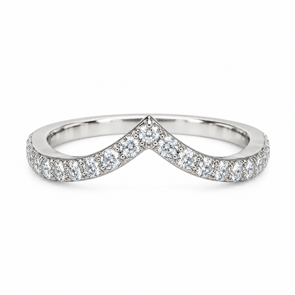 Moissanite V Shaped Band Stacking Promise Ring, Forever One Chevron Diamond Ring, V Shaped Stackable Diamond Rings Stacking Midi Ring #6225