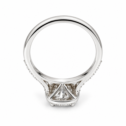 Moissanite Engagement Ring Cushion Cut 14K White Gold, Halo Engagement Ring, Cushion Cut Halo Moissanite Engagement Ring For Ladies, #6886