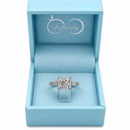 Radiant Cut Moissanite Engagement Ring White Gold Moissanite Engagement Ring For Women Unique Vintage Promise Wedding Anniversary Ring #7376