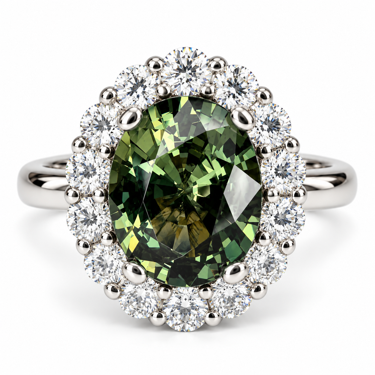 3.00 CT Oval Cut Blue Sapphire Ring 14K Solid Gold , Lab Diamond Halo Ring , Blue Sapphire and Diamond Halo Ring , September Birthstone Ring , #8604