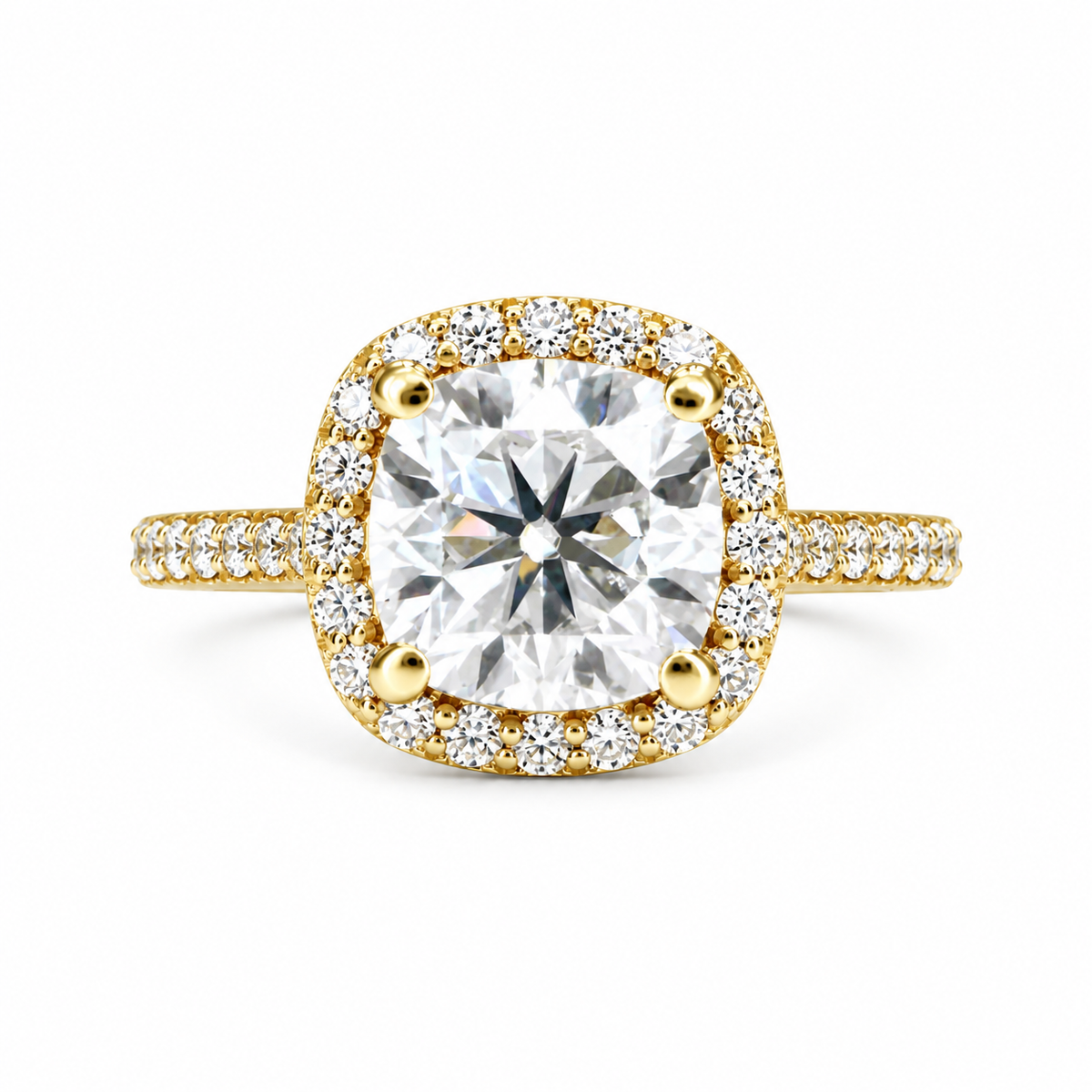 Moissanite Engagement Ring Cushion Cut 14K White Gold, Halo Engagement Ring, Cushion Cut Halo Moissanite Engagement Ring For Ladies, #6886