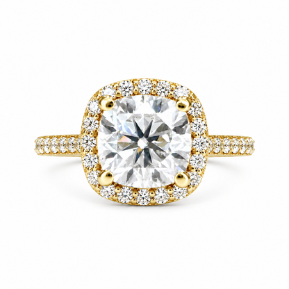 Moissanite Engagement Ring Cushion Cut 14K White Gold, Halo Engagement Ring, Cushion Cut Halo Moissanite Engagement Ring For Ladies, #6886