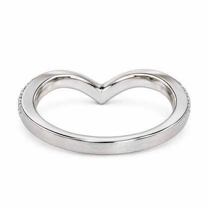 Moissanite V Shaped Band Stacking Promise Ring, Forever One Chevron Diamond Ring, V Shaped Stackable Diamond Rings Stacking Midi Ring #6225