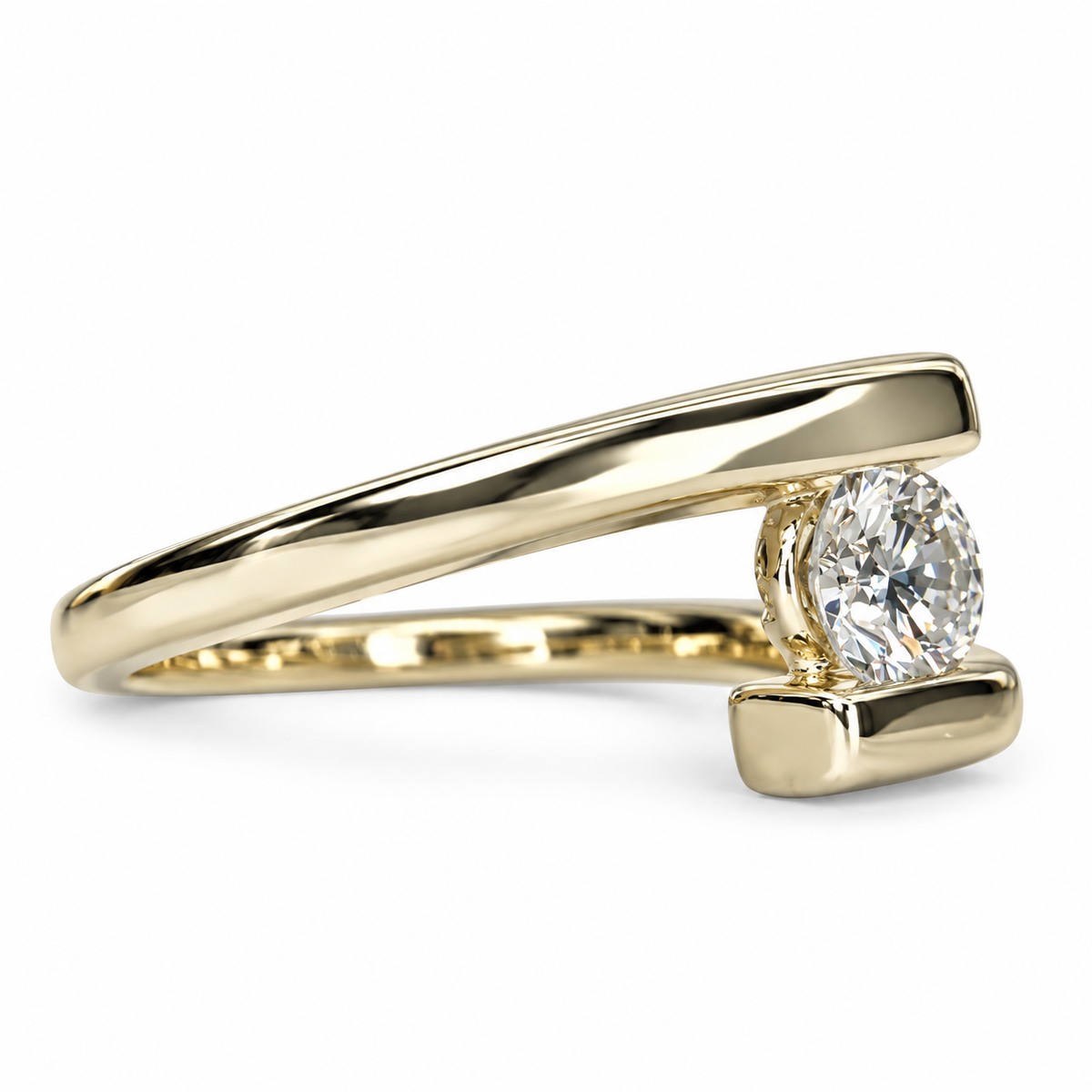 Round Solitaire Diamond Engagement Ring, Ladies Unique Diamond Solitaire Wedding Ring, 14k Yellow Gold Round Brilliant Diamond Ring    #7096