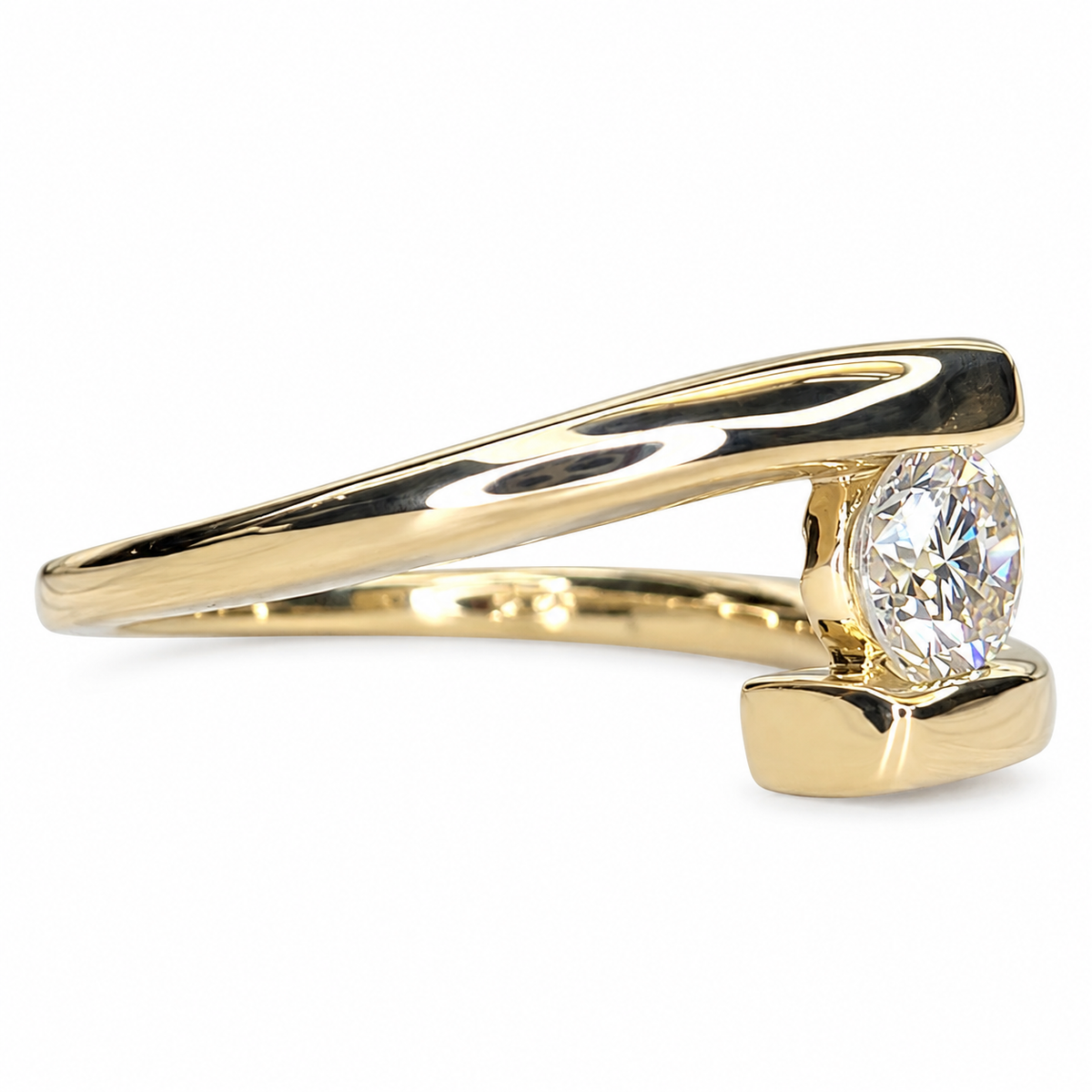 Round Solitaire Diamond Engagement Ring, Ladies Unique Diamond Solitaire Wedding Ring, 14k Yellow Gold Round Brilliant Diamond Ring    #7096