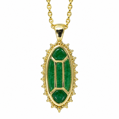 Cabochon Oval Jade And Moissanite Halo Pendant Cabochon Jade Pendant Necklace Unique Elongated Oval Green Jade Lucky Necklace Pendant
