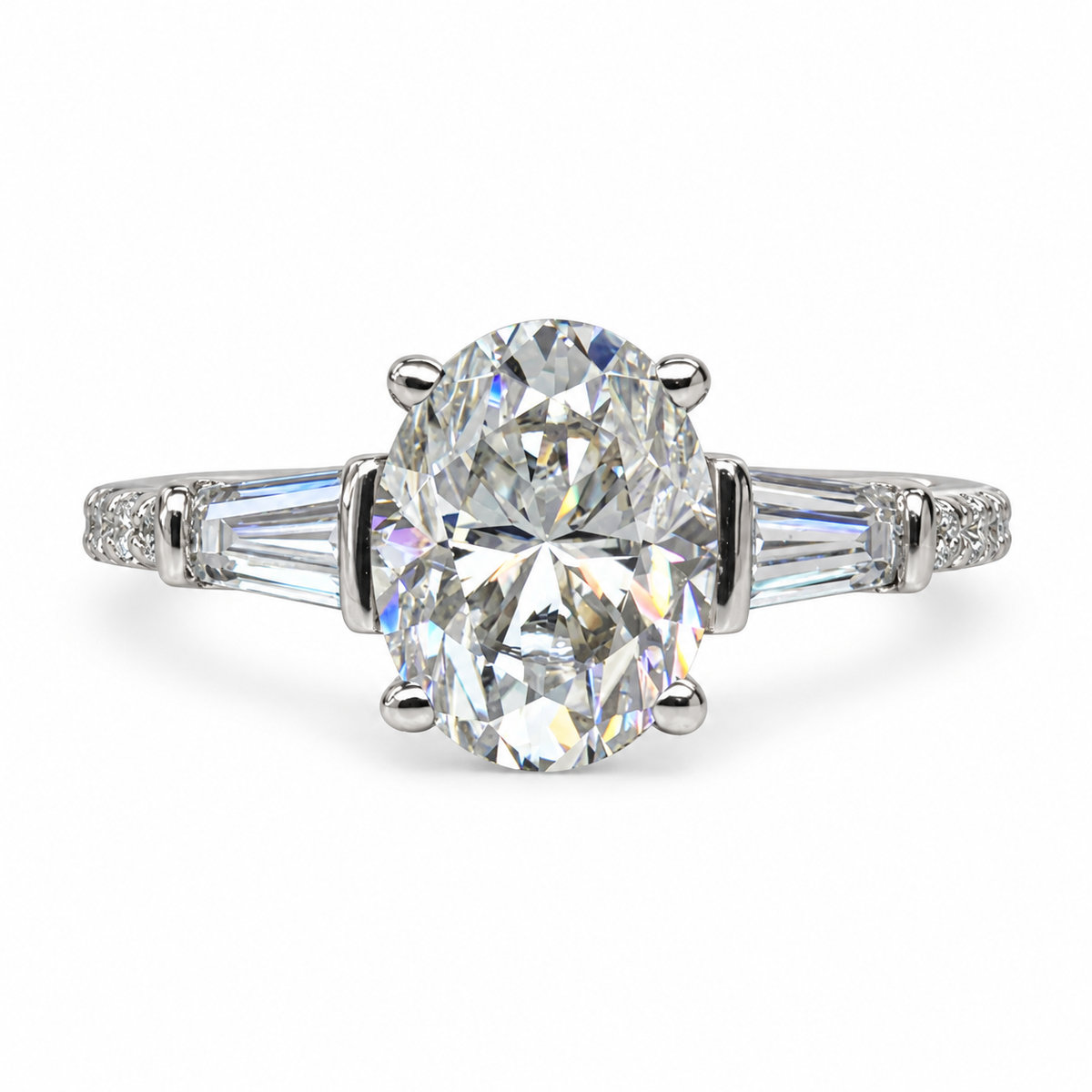 Oval Moissanite Engagement Rings For Women 14k Solid White Gold, Moissanite Cluster Bridal Rings, Moissanite And Diamond Wedding Rings #6938