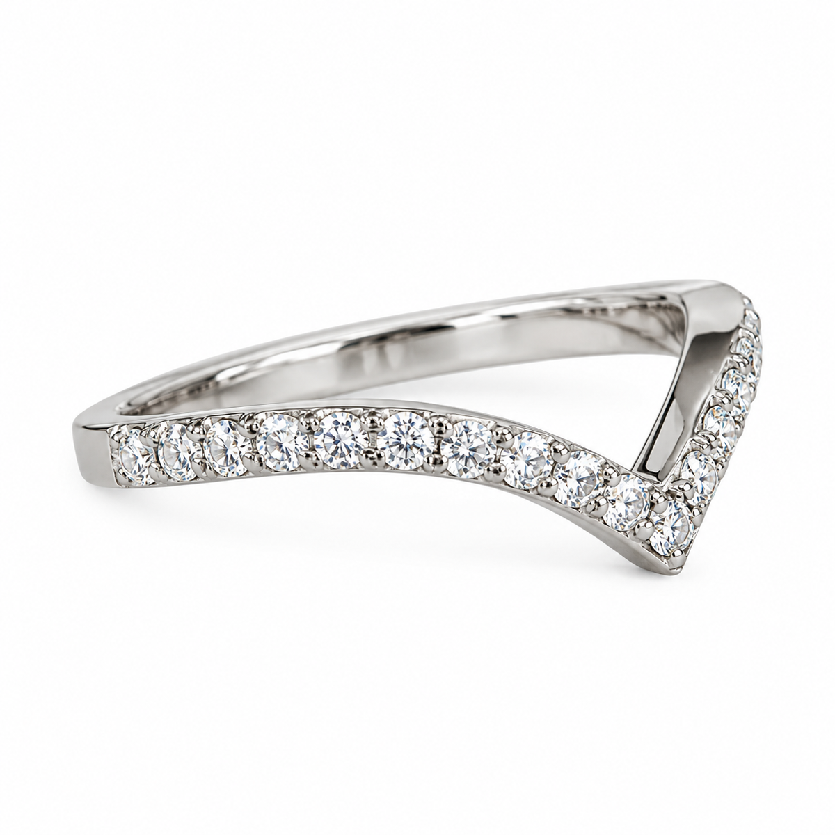 Moissanite V Shaped Band Stacking Promise Ring, Forever One Chevron Diamond Ring, V Shaped Stackable Diamond Rings Stacking Midi Ring #6225