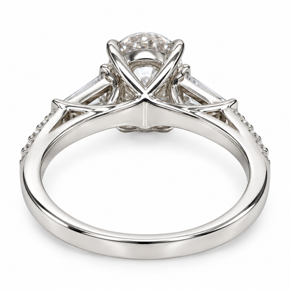 Oval Moissanite Engagement Rings For Women 14k Solid White Gold, Moissanite Cluster Bridal Rings, Moissanite And Diamond Wedding Rings #6938