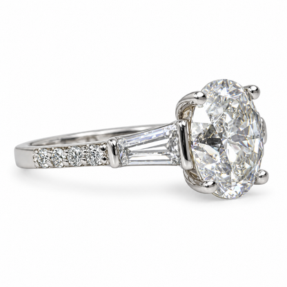 Oval Moissanite Engagement Rings For Women 14k Solid White Gold, Moissanite Cluster Bridal Rings, Moissanite And Diamond Wedding Rings #6938