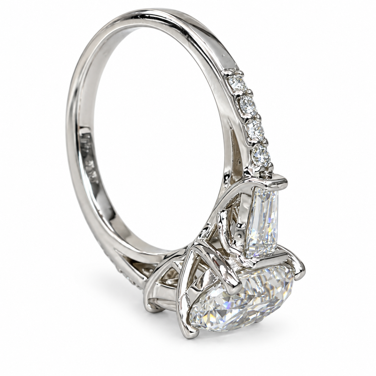 Oval Moissanite Engagement Rings For Women 14k Solid White Gold, Moissanite Cluster Bridal Rings, Moissanite And Diamond Wedding Rings #6938